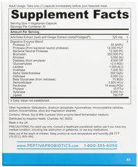 Peptiva Digestive Enzymes label closeup shows Prodigest blend info