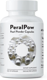 Peralpow organic pearl powder capsules 1500mg on shelf highlighting skin benefits