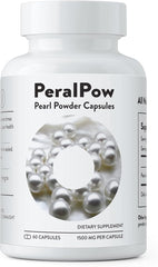 Peralpow organic pearl powder capsules 1500mg on shelf highlighting skin benefits