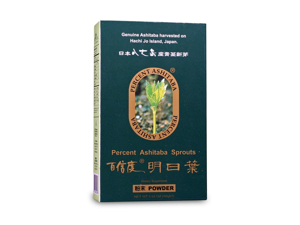 Percent Ashitaba Powder jar close-up showing premium texture for daily use.