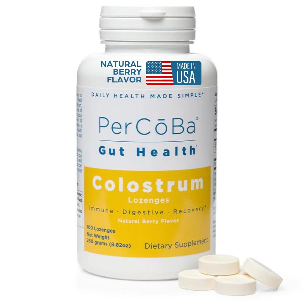 PERCOBA Bovine Colostrum Lozenges bottle for daily immune support