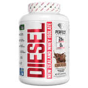PERFECT SPORTS Diesel whey bottle front for post-workout recovery with premium New Zealand protein
