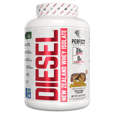 PERFECT SPORTS Diesel New Zealand Whey bottle shows premium protein for post-workout support