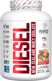 PERFECT Sports Diesel whey isolate bottle for post-workout shakes with NZ grass-fed protein.