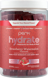 Perk Hydrate stickpack front view for portable hydration during workouts.