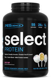 PEScience Select Cake Pop bottle shown for convenient post‑workout protein fueling.