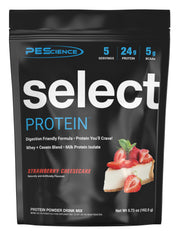 PEScience Select protein powder tub shows a high-protein serving option