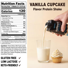 PEScience Select Protein RTD vanilla-cup-pour showing smooth, dessert-like flavor and satiety