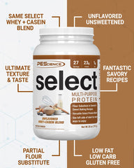 PEScience Select protein powder scoop with unsweetened base ideal for baking and smoothies