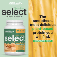 PEScience Select Vegan powder being poured into a shaker, showing smooth texture