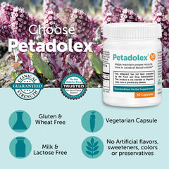 Petadolex Linpharma 50mg dosage label visible aiding correct use.