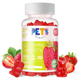 Pets Purest glucosamine chondroitin gummies bottle promoting joint support in a tasty form.
