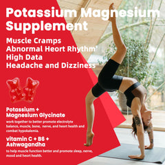 Pets Purest Potassium Magnesium Gummies on a kitchen counter with bright strawberry chews
