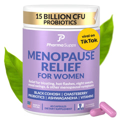 PharmaSupps Natural Menopause bottle front for daily balance and easy supplementation.