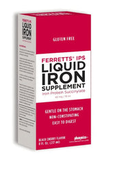 Pharmics Ferretts IPS liquid iron bottle for easy daily intake with black cherry flavor.