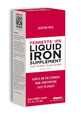 Pharmics Ferretts IPS liquid iron pour showing measured serving for gentle dosing.
