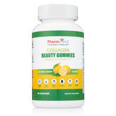 Pharmvista collagen gummies bottle front showing premium formula for hair, skin, and nails.
