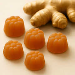 Pharmvista Ginger Gummies nutrition label emphasizing fiber and organic ingredients