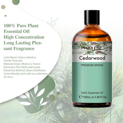 PHATOIL Cedarwood essential oil in amber bottle preserves aroma.