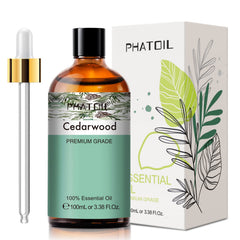 PHATOIL Cedarwood essential oil bottle with dropper for precise use.