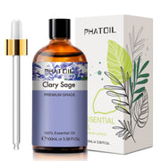 PHATOIL Clary Sage essential oil bottle with dropper for precise measurement and easy application.