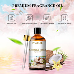 PHATOIL coconut-vanilla fragrance for DIY candle making and long-lasting scent.