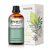 PHATOIL Eucalyptus essential oil bottle with dropper for easy use in diffusers.