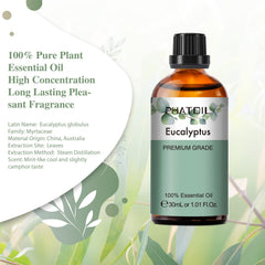 PHATOIL Eucalyptus oil bottle with built-in dropper for precise dispensing.