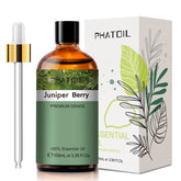 PHATOIL Juniper Berry essential oil bottle with dropper for precise application.