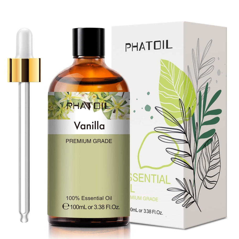PHATOIL vanilla essential oil bottle 100ml for easy diffusion and DIY blends.