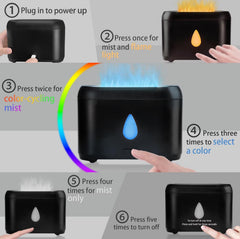 Phimuezl Flame Diffuser LED color options for mood lighting.