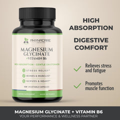 Close-up of PHYNACARE capsules highlighting vegan capsules and gentle digestion.