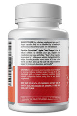 Physician Formulated Apple Cider Vinegar capsules close up showing actives per serving