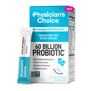 Physicians Choice 60B CFU probiotic stick pack powder supports gut health on the go.