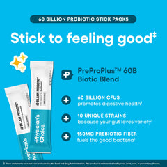 Physicians Choice 10-strain formula with prebiotics supports diverse gut microbiome.