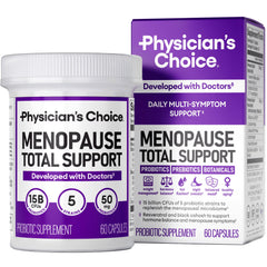 Physician's CHOICE Menopause Probiotic bottle front supports hormonal balance and gut health.