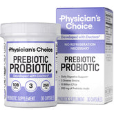 Physician's CHOICE prebiotic-probiotic bottle front showing convenient daily digestive support.