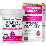 Physician's CHOICE Probiotics bottle displaying 50B CFU for balanced digestion.