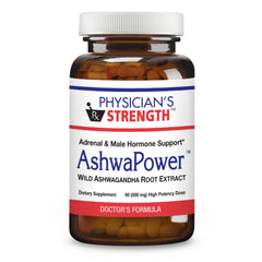 Physician's Strength AshwaPower bottle outer label highlights wild root extract.
