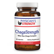 Physician's Strength ChagaStrength bottle displaying a potent wild chaga blend for daily immune support