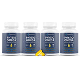PhysioTru Physio Omega 2400mg bottle front with burpless softgels for daily omega support.