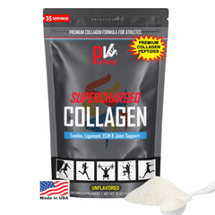 PhysiVantage Supercharged Collagen bottle front view highlighting grass-fed formula for joints.