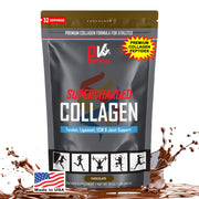 PhysiVantage Supercharged Collagen chocolate bottle pour shows convenient daily dosing