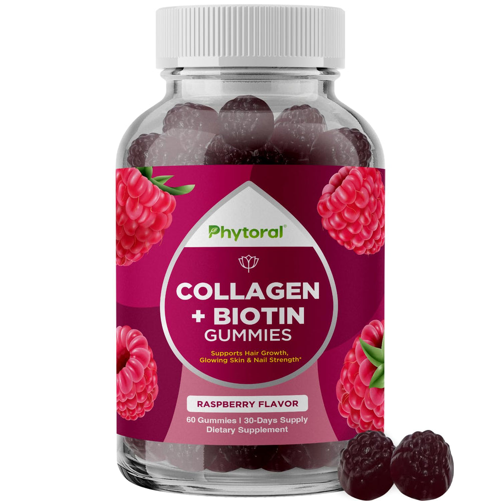 Phytoral hydrolyzed collagen gummies bottle front for daily beauty support