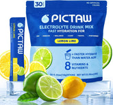 PICTAW Lemon Lime electrolyte packets in a pack for on-the-go hydration