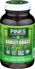 PINES Organic Barley Grass tablets bottle front view for daily nutrition