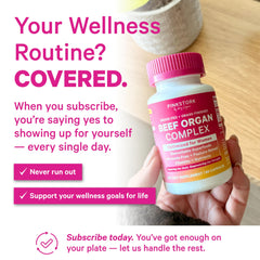 Pink Stork uterus and ovary powder emphasizes hormonal wellness support.