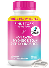 Pink Stork Inositol capsules bottle for hormone balance.