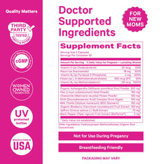 Pink Stork Postpartum Mood Support DHA algae highlights plant-based omega-3s.