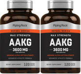 Piping Rock AAKG bottle front highlighting 3600 mg per serving for athletic use